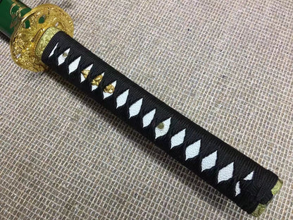 Samurai sword,Medium carbon steel,Green scabbard,Alloy fitted,Length 39 inch