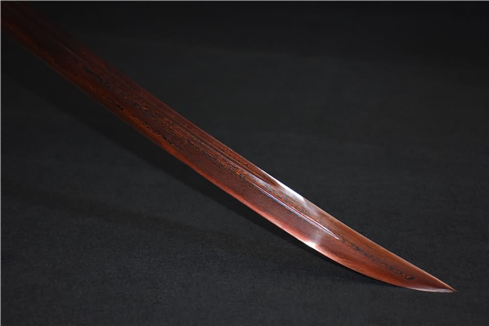 Qing dao sword,Damascus steel red blade,Redwood scabbard