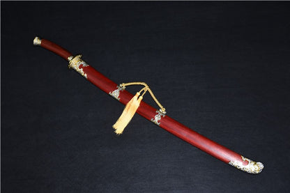 Qing dao sword,Damascus steel red blade,Redwood scabbard