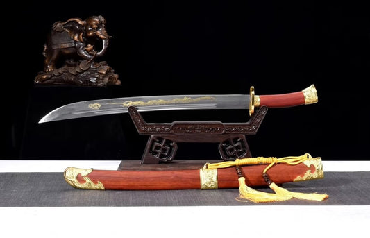 Qing dao,Handmade High carbon steel blade,Redwood scabbard