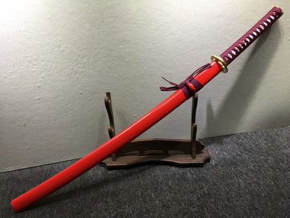 Samurai katana,kendo,Medium carbon steel blade,Red scabbard,Alloy