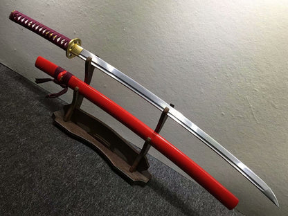 Samurai katana,kendo,Medium carbon steel blade,Red scabbard,Alloy