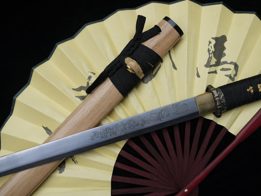 Katana,Ninja Sword,High manganese steel,Hardwood scabbard,Alloy fitting