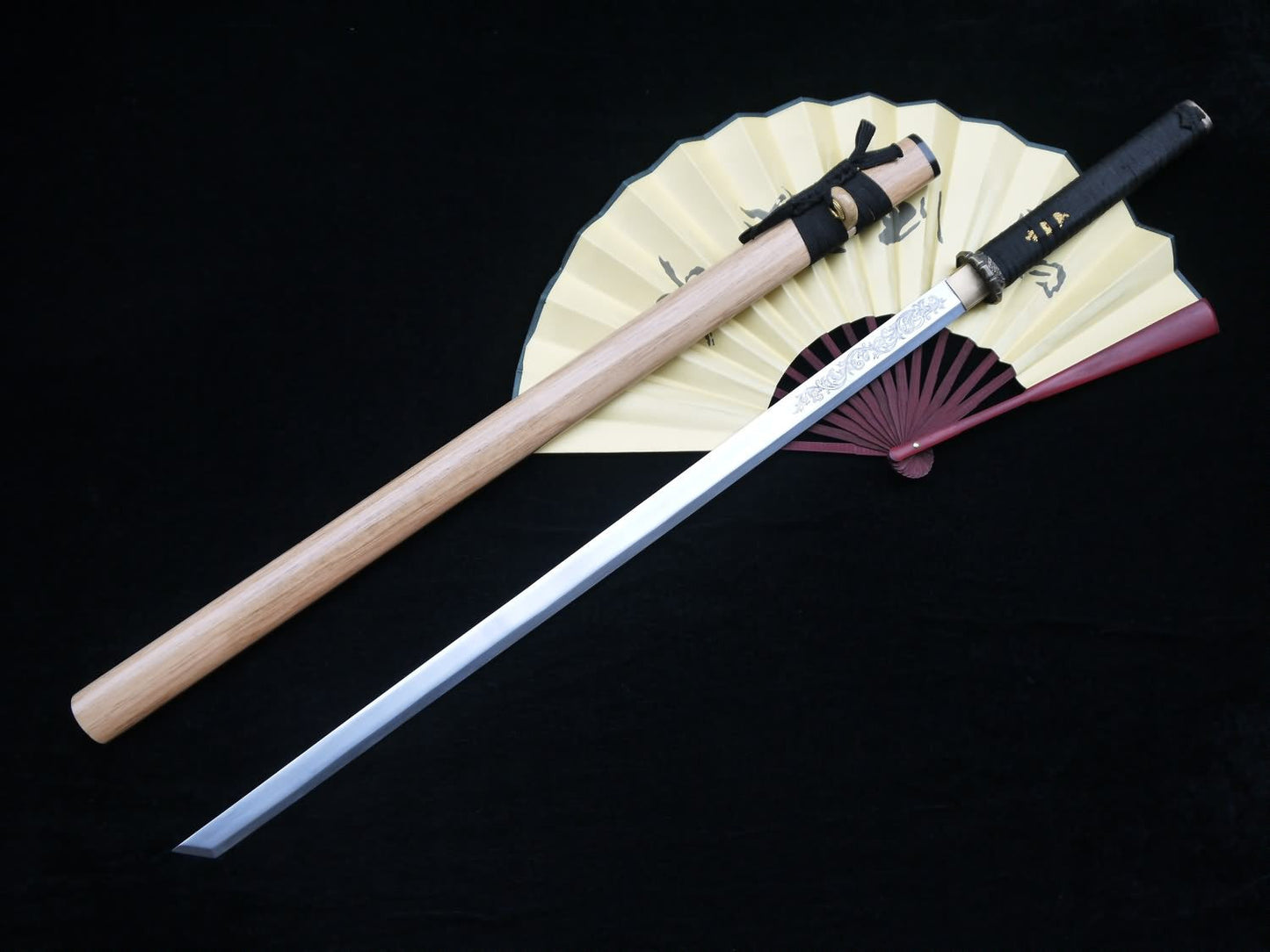 Katana,Ninja Sword,High manganese steel,Hardwood scabbard,Alloy fitting