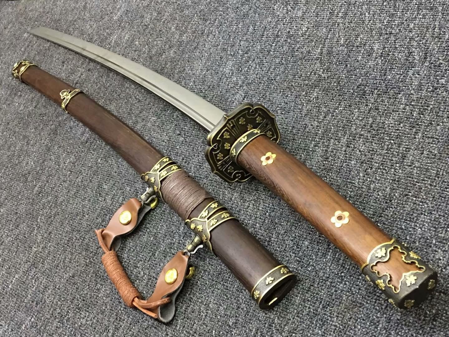 Nihontou Tachi,katana,High carbon steel burn blade,Rosewood,Brass tosogu