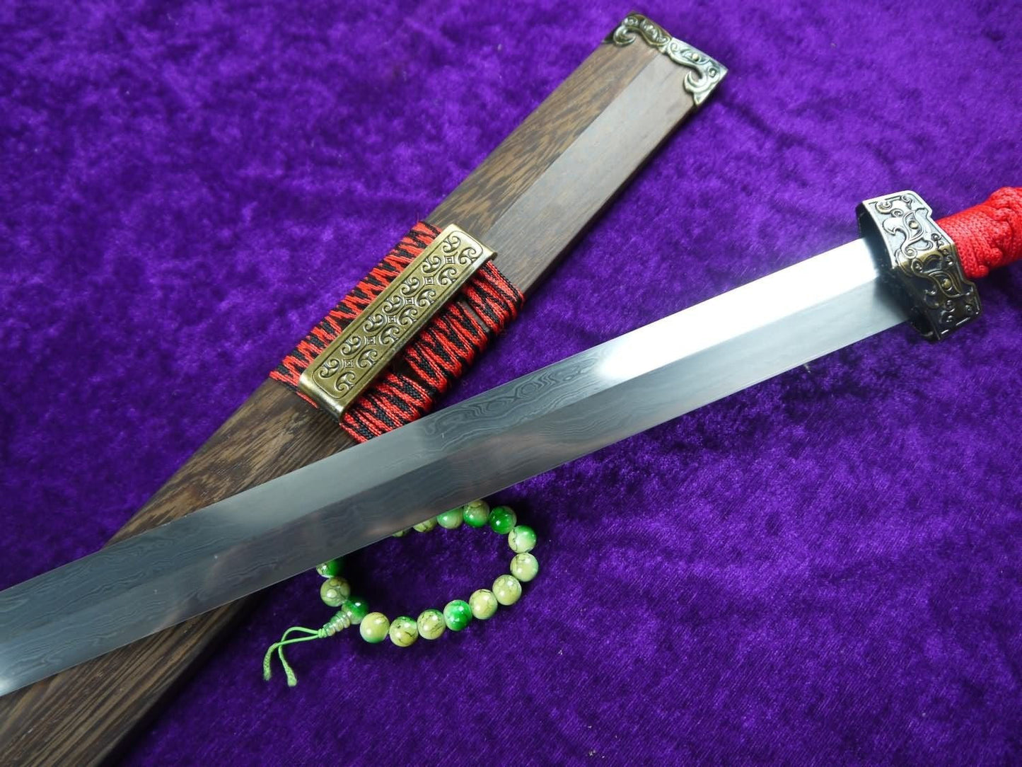 Han jian/Damascus steel handmade blade,Rosewood/Red handle