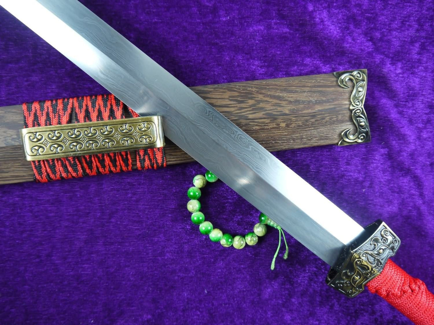 Han jian/Damascus steel handmade blade,Rosewood/Red handle