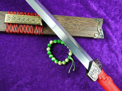 Han jian/Damascus steel handmade blade,Rosewood/Red handle