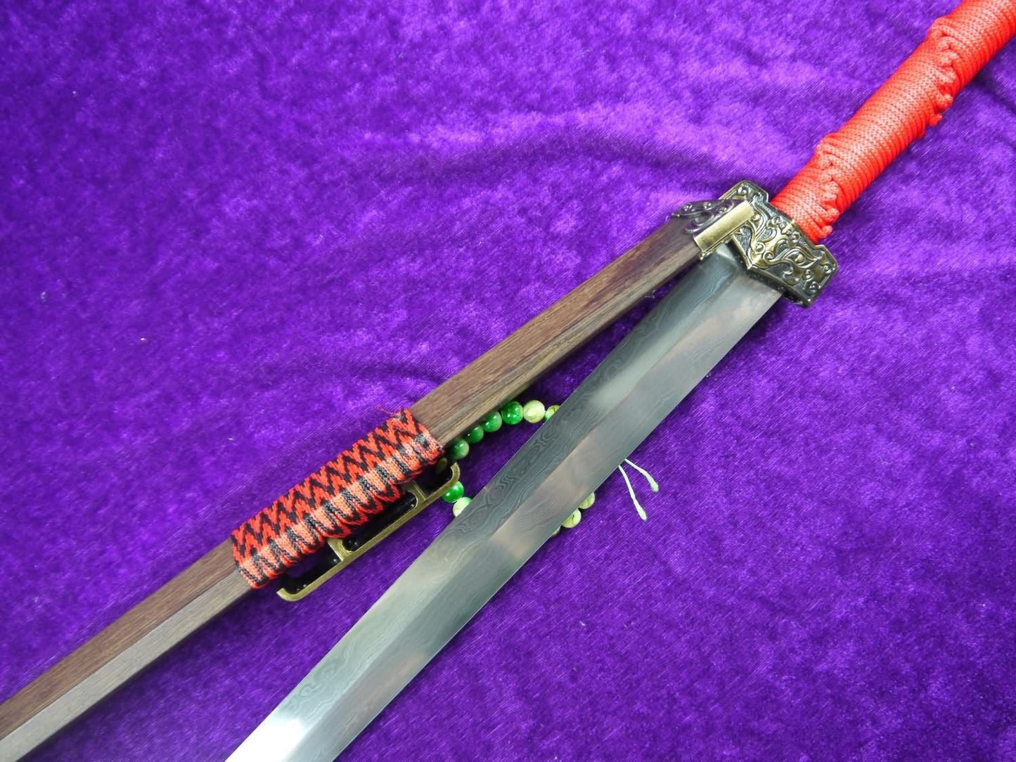 Han jian/Damascus steel handmade blade,Rosewood/Red handle