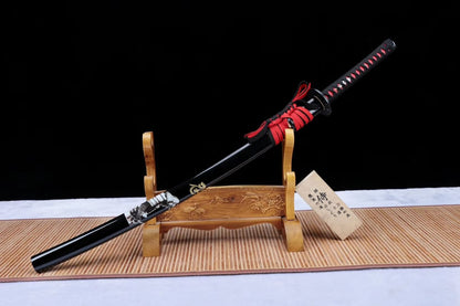 Samurai sword,High carbon steel black blade,Cut tree