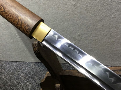 Tang dao,Hand forged,High carbon steel burn blade,Rosewood scabbard