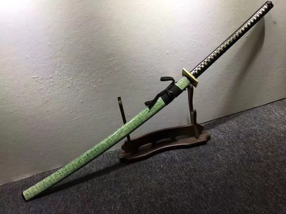 Japanese tachi,Hand forged(Hihg carbon steel blade,Green skin)Full tang