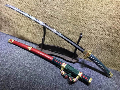 Nihontou Tachi,Nodachi,Damascus steel burn blade,Wood scabbard,Brass tosogu