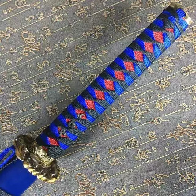 Ninja sword,High carbon steel blade,Blue paint scabbard,Alloy fitting