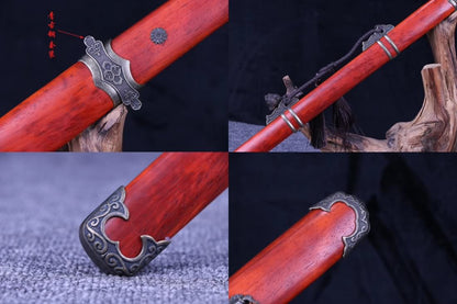 Tang dao,Forged high carbon steel blade,Redwood scabbard