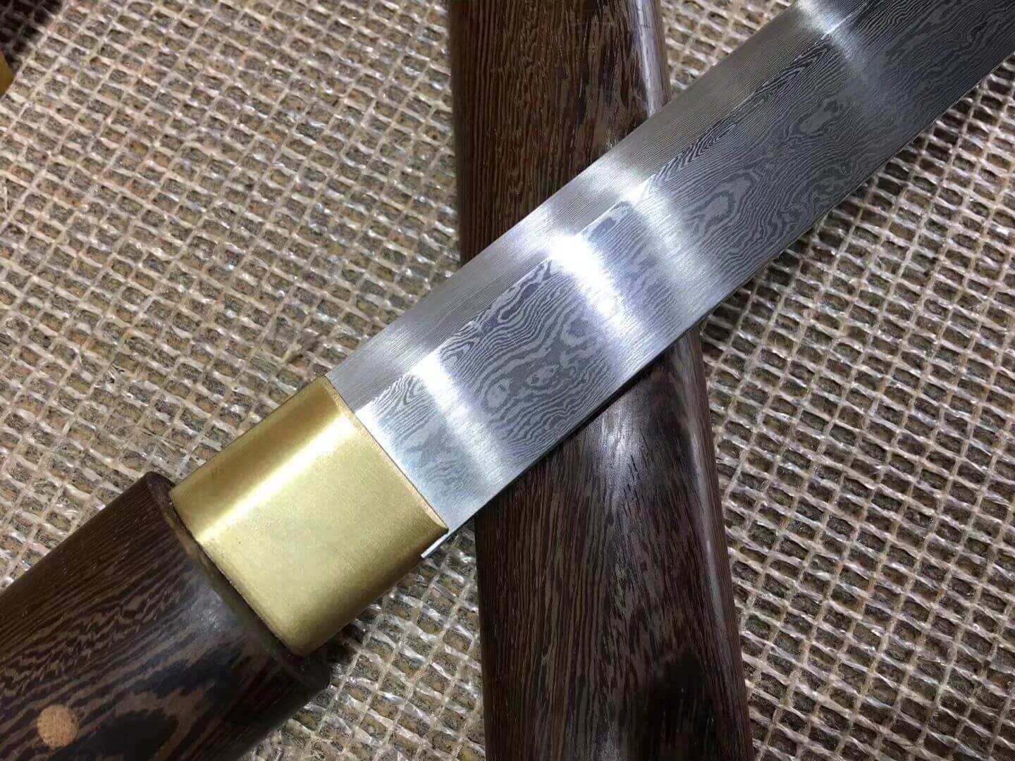 Tang dao(Damascus steel blade,Rosewood scabbard)Length 20"