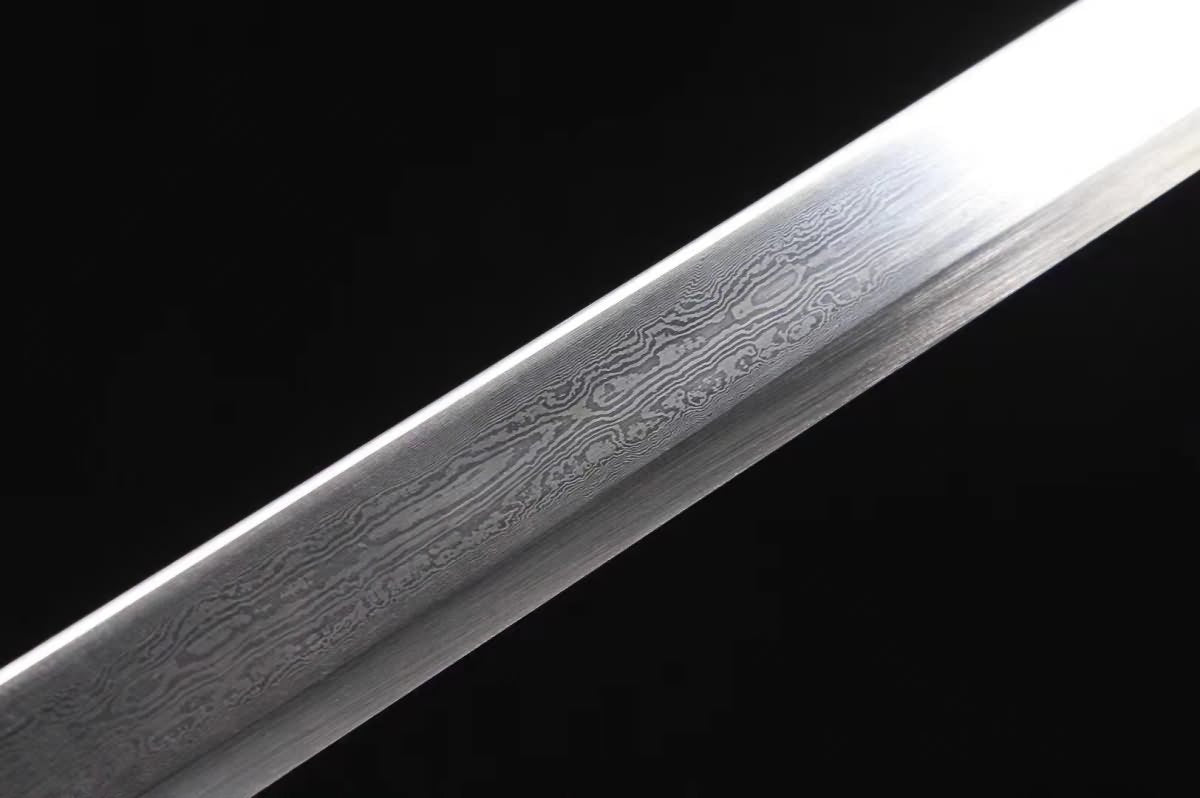 Tang dao,Forged Damascus steel blade,Brass fittings