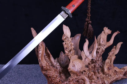 Tang dao,Forged high carbon steel blade,Redwood scabbard