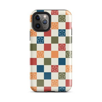 Vintage Flowers Checkered iPhone Case