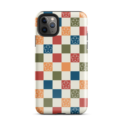 Vintage Flowers Checkered iPhone Case