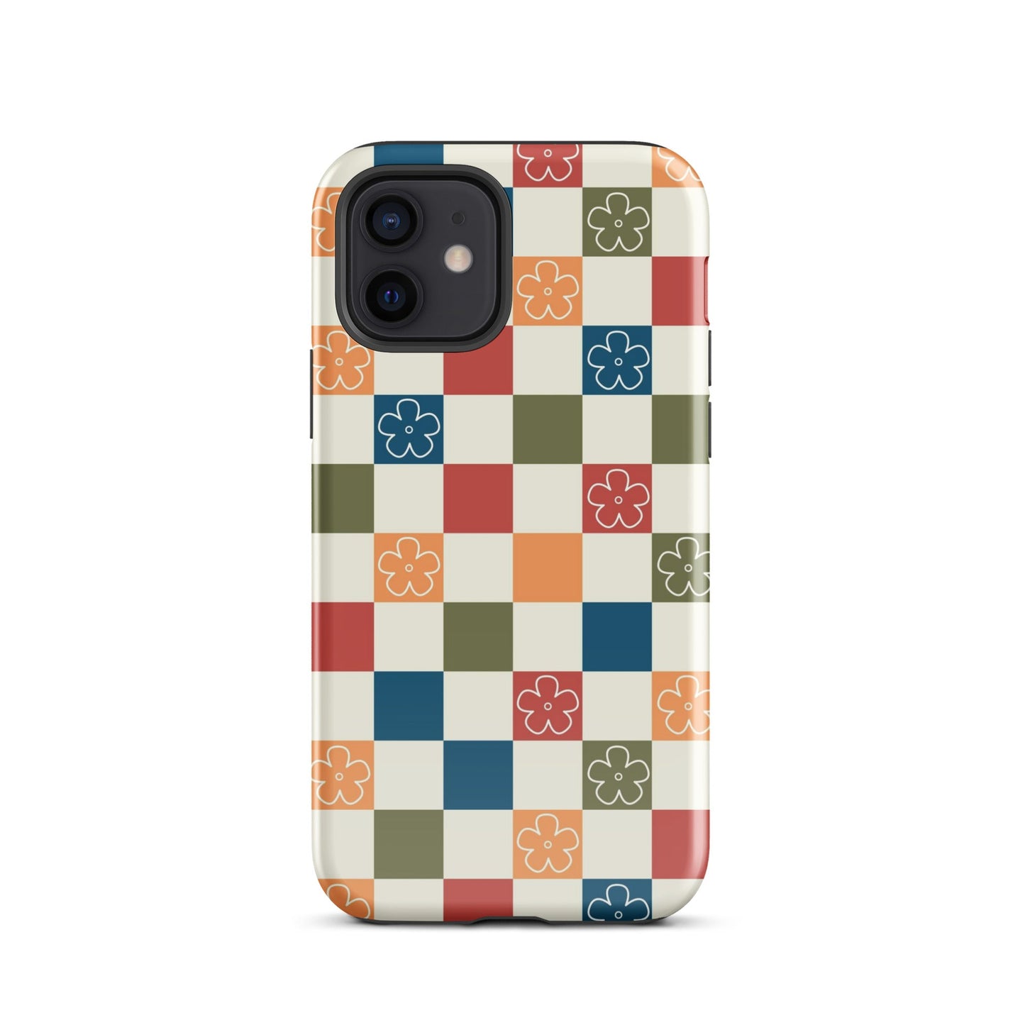 Vintage Flowers Checkered iPhone Case