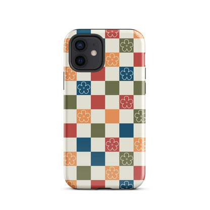 Vintage Flowers Checkered iPhone Case