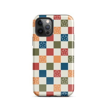 Vintage Flowers Checkered iPhone Case