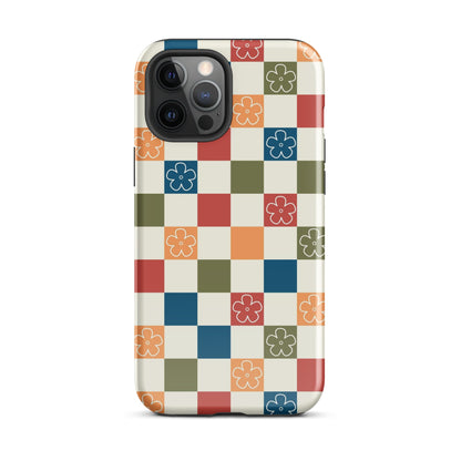Vintage Flowers Checkered iPhone Case