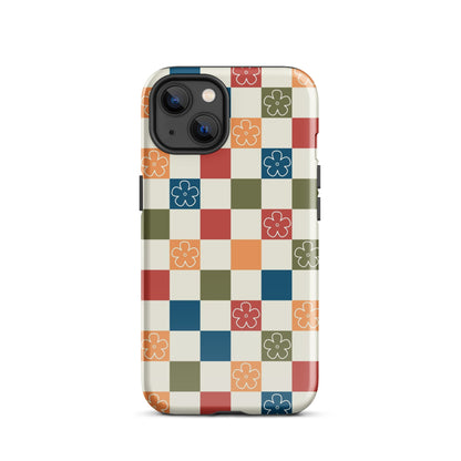 Vintage Flowers Checkered iPhone Case