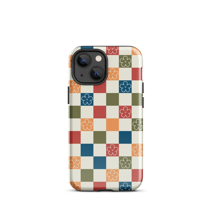 Vintage Flowers Checkered iPhone Case