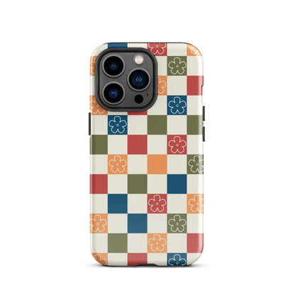 Vintage Flowers Checkered iPhone Case