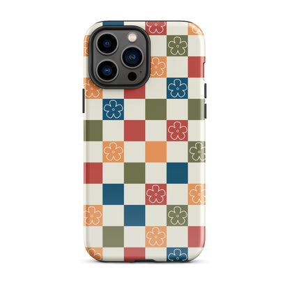 Vintage Flowers Checkered iPhone Case