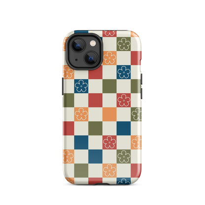 Vintage Flowers Checkered iPhone Case
