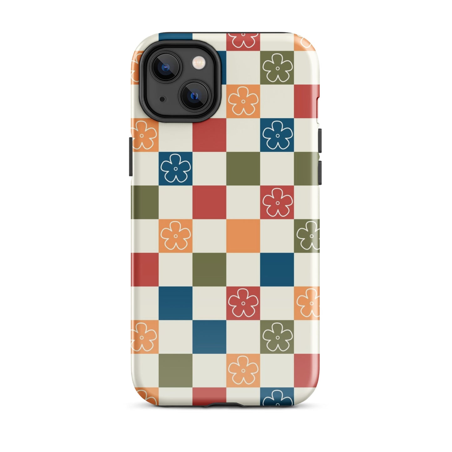 Vintage Flowers Checkered iPhone Case