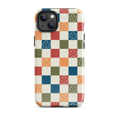 Vintage Flowers Checkered iPhone Case