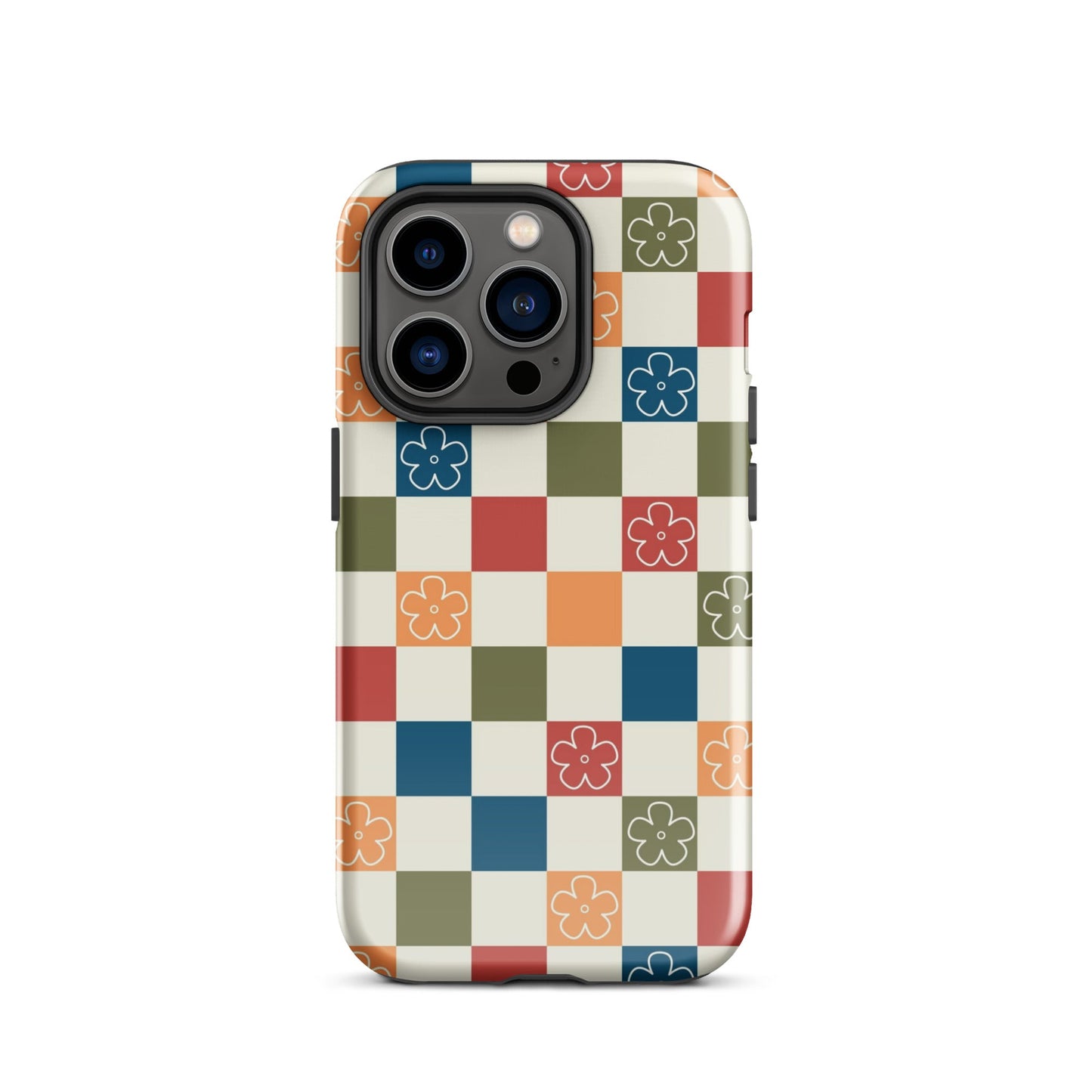 Vintage Flowers Checkered iPhone Case