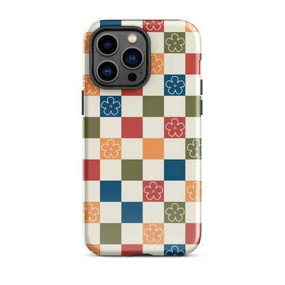 Vintage Flowers Checkered iPhone Case