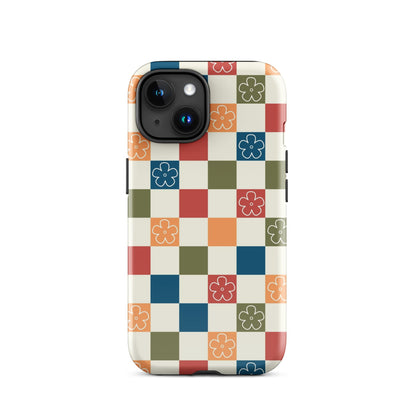 Vintage Flowers Checkered iPhone Case
