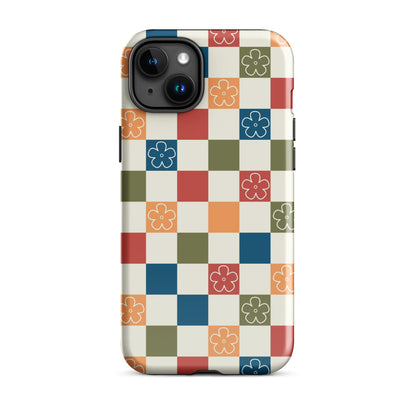 Vintage Flowers Checkered iPhone Case