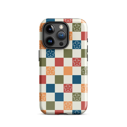 Vintage Flowers Checkered iPhone Case