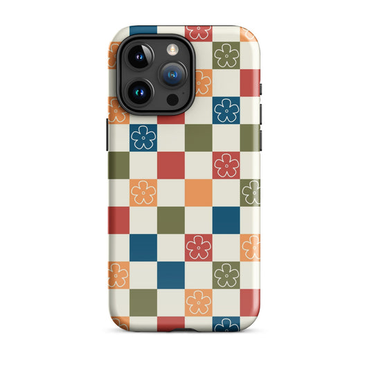 Vintage Flowers Checkered iPhone Case