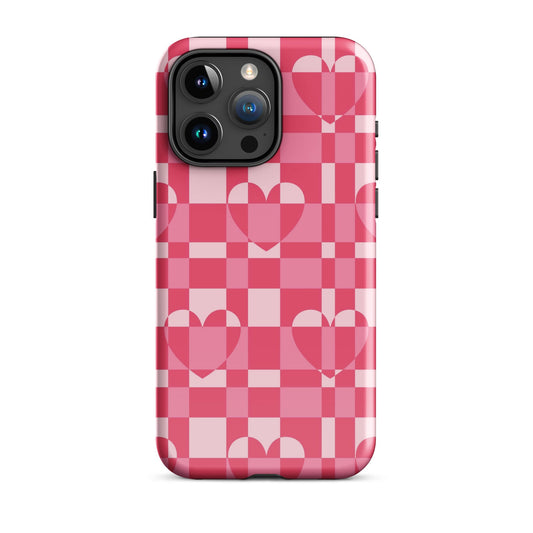 Hearts Checkered iPhone Case