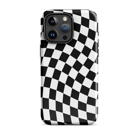 Black Wavy Checkered iPhone Case
