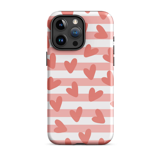 Striped Hearts iPhone Case