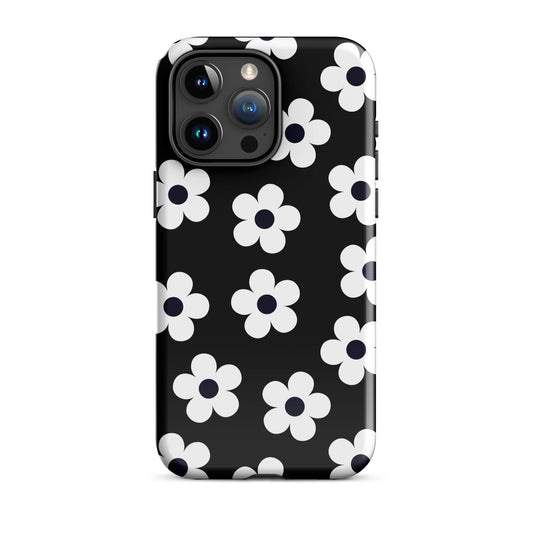 Black Retro Flowers iPhone Case