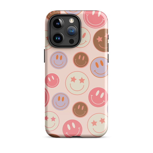 Preppy Pink Smiley Faces iPhone Case