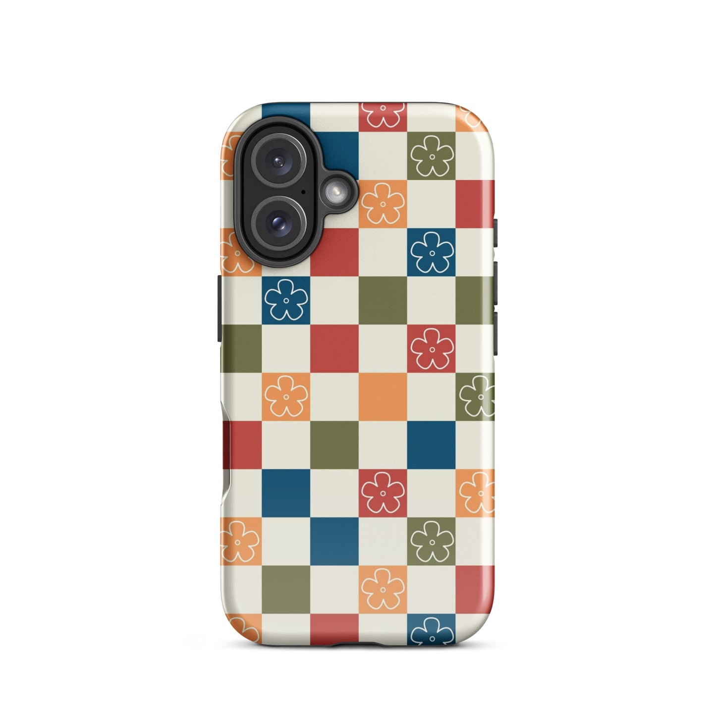 Vintage Flowers Checkered iPhone Case