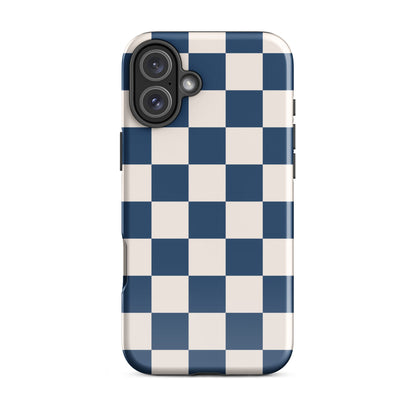 Navy & Beige Checkered iPhone Case