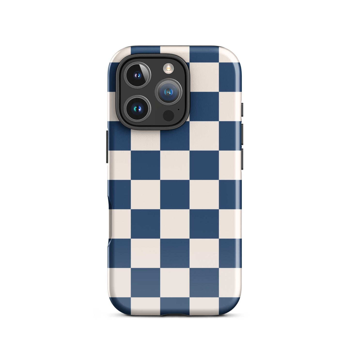 Navy & Beige Checkered iPhone Case