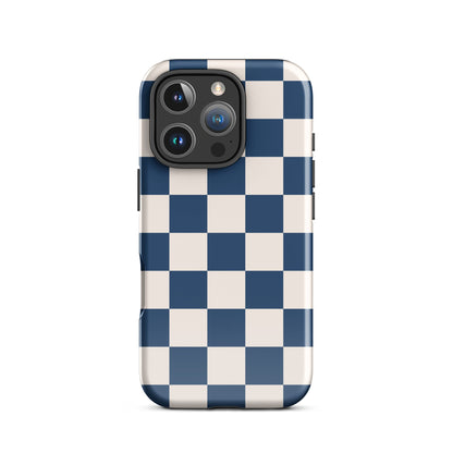 Navy & Beige Checkered iPhone Case